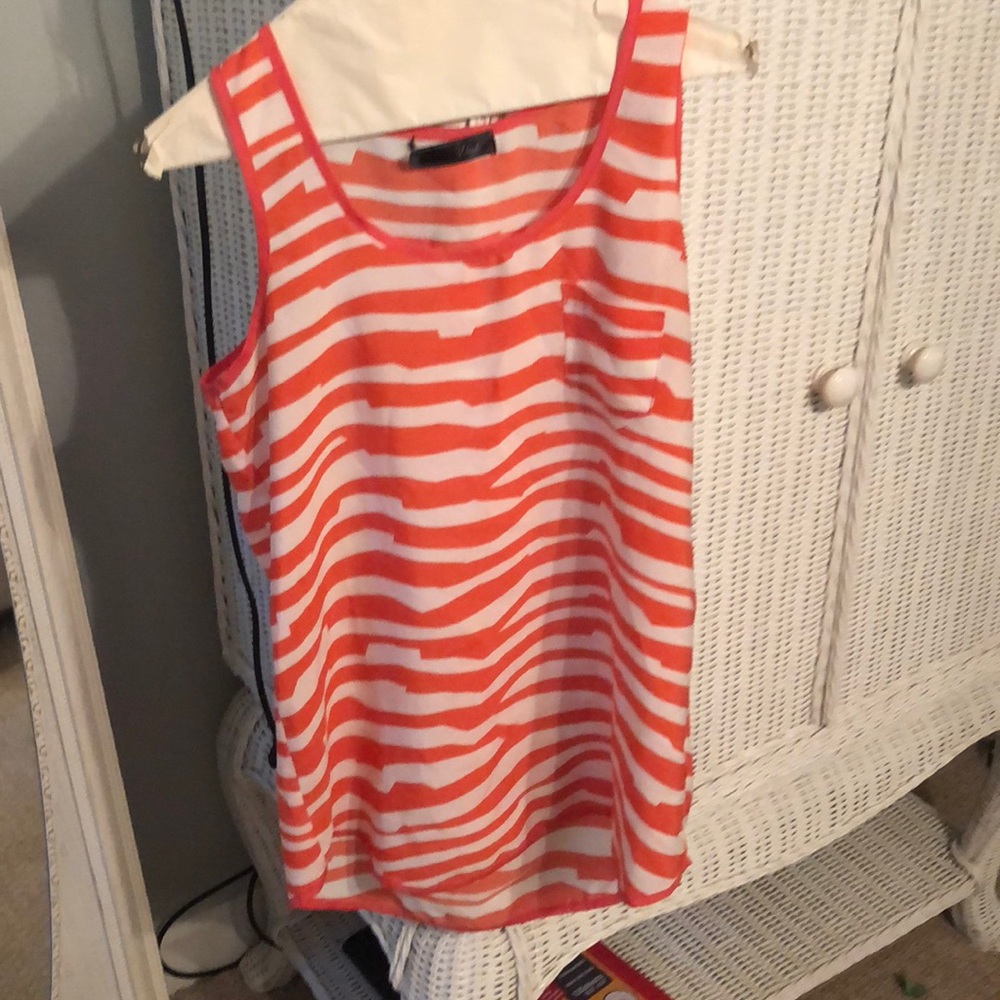 Orange and white striped pocket tank
